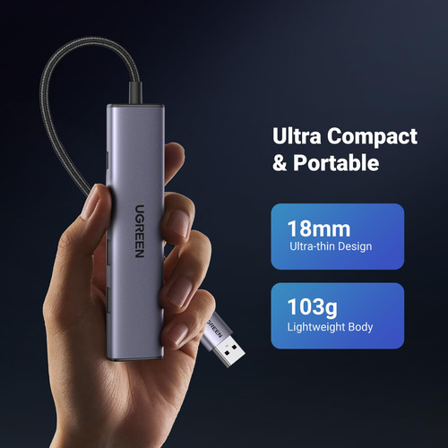 Adaptador Usb A Ethernet Ugreen 5 En 1 Usb Hub Con 3 Usb 3.0