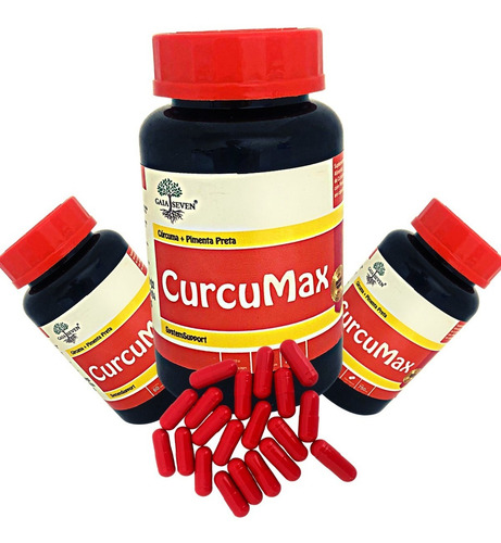 Imagem 1 de 6 de Kit 3 Curcumax Cúrcuma Longa Piperina Pura 750mg 180 Caps