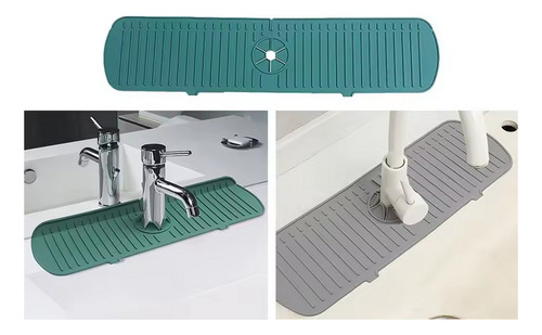Tapete Silicona Escurridor Grifo Cocina Protector Fregadero Verde