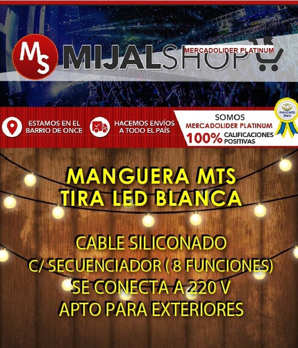 Manguera Tira Led 10 Mtrs Exterior Blanco Frio Navidad