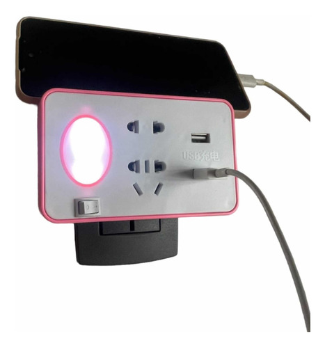 Toma Pared Adaptador 2 Enchufes 2500w Usb 5v 1a Led Con Luz