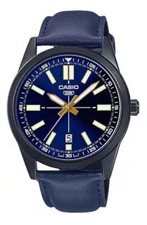 Reloj Casio Mtp-vd02bl-2eudf Hombre 100% Original Color De La Correa Azul Color Del Bisel Negro Color Del Fondo Azul