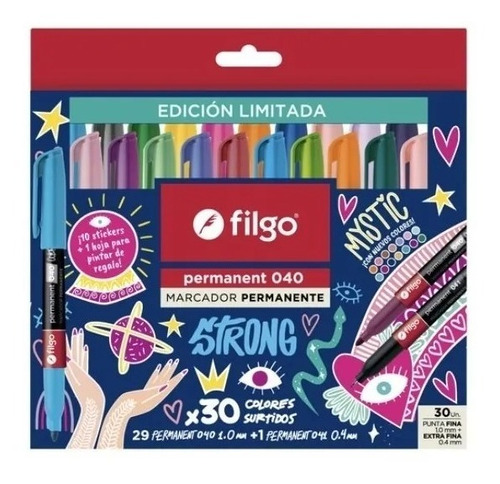 Marcador Filgo Strong Mystic 040 Permanente 1mm X 30 Colores