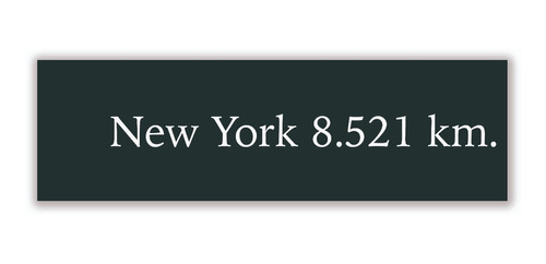 Cartel De New York Con Información De Distancia En Km.