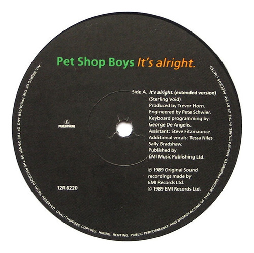 Pet Shop Boys - It's Alright | 12 Maxi Single Vinilo Usado