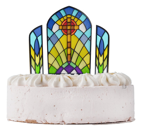 Adorno De Torta Para Comunión Bautismo Vitreaux Altar