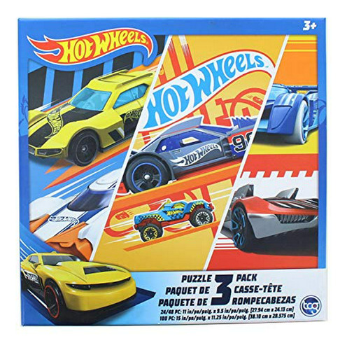 Hot Wheels Paquete De 3 Rompecabezas Para Niños (1x24pc, 1x 