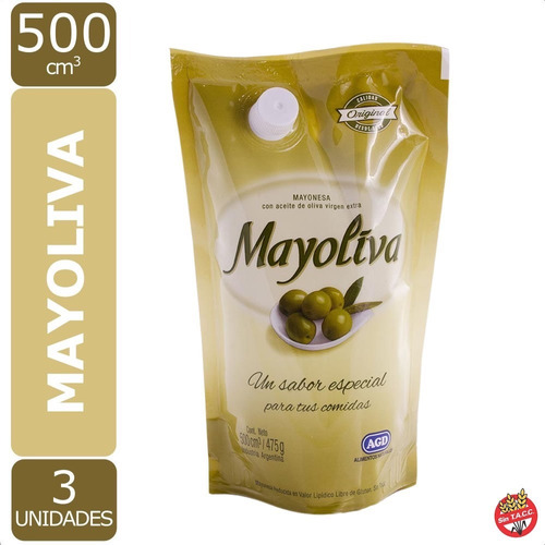 Mayonesa Mayoliva Sin Tacc Dp 500 Ml - Pack X 3 Unidades