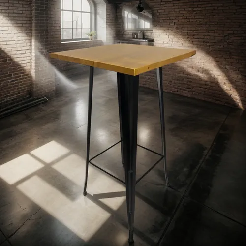 Mesa Comedor Alta Para Bar O Cocina Tolix 60x60 Madera Clara