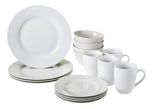 Vajilla De Porcelana 16 Piezas Para 4 Personas Basics Blanco