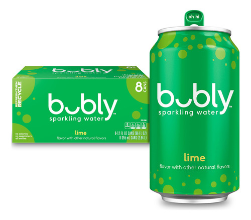 Agua Con Gas Sabor Lima Latas De 355 Ml Paquete De 8