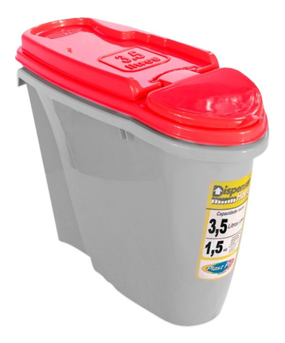 Dispenser Home Porta Ração Plast Pet 3,5l Diversas Cores Cor Vermelho