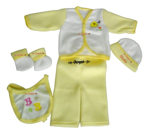 Set De Bienvenida Bebe Recién Nacido C/babero (kit De 5 Pz)