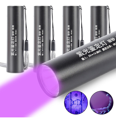 Mini Linterna Uv De 365 Nm, Linterna Led, Lámpara Usb Con Lu