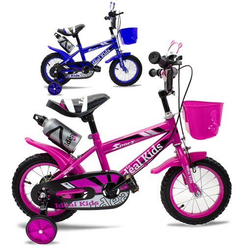 Imagen 1 de 10 de Bicicleta Rod.12 Canasto + Rueditas + Accesorios Niño Niña