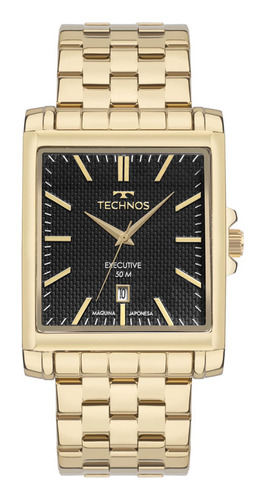 Relógio Technos Masculino Executive Dourado 2115nda/1p Cor do fundo Preto