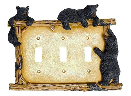 Bestgiftever Black Bear On Log Triple Switch Cover Cabina Lo