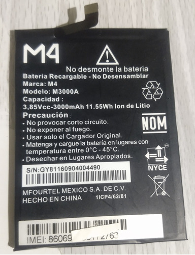 Batería O Pila Celular M4 Ss4453 Original De Equipo 
