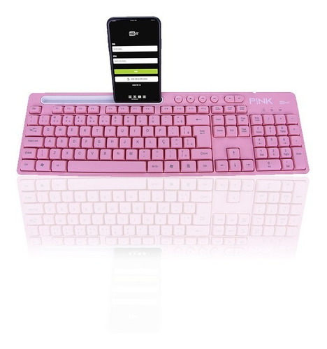Teclado Rosa Keyboard Br Com Ç Plug And Play Para Computador