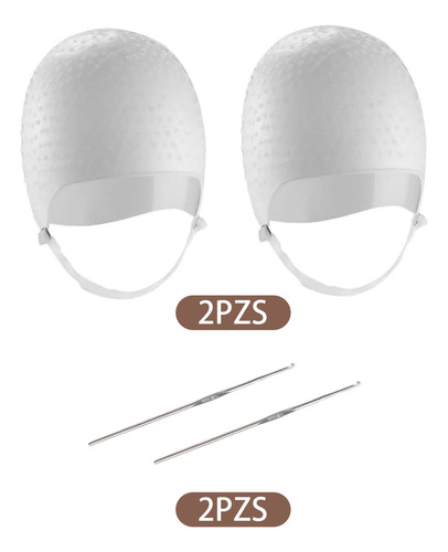 T 2 Gorra Para Tinte Mechas Silicon Color Blanco Con 2