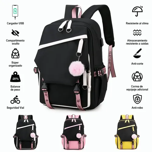 Mochila Casual de Mujer tipo Coreana Kawai con Finos acabados WK