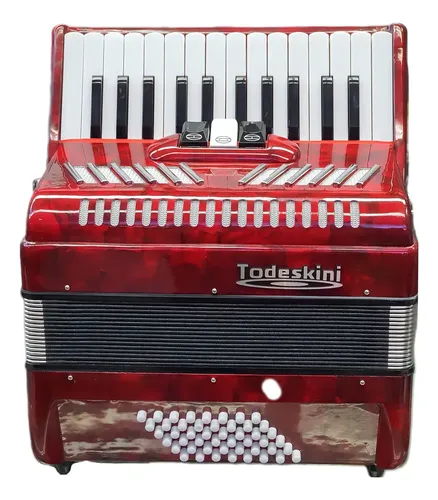 Acordeon piano chemnitzer Todeskini 48 BAIXOS - vermelho brilhante