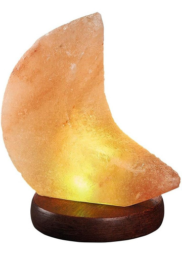 Lampara De Sal Del Himalaya Forma Luna Usb Decoración Hogar
