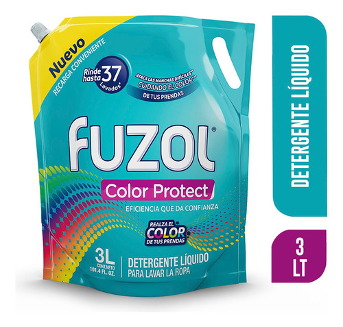 Fuzol Detergente Líquido Color Protect Doypack 3000 Ml