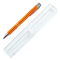Comprar 10 Lapiceras Naranja Apta Grabado Láser Con Estuche Acrílico