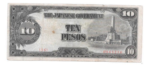 Liquido Billete De Malasia Ocupación Japonesa. 10 Pesos