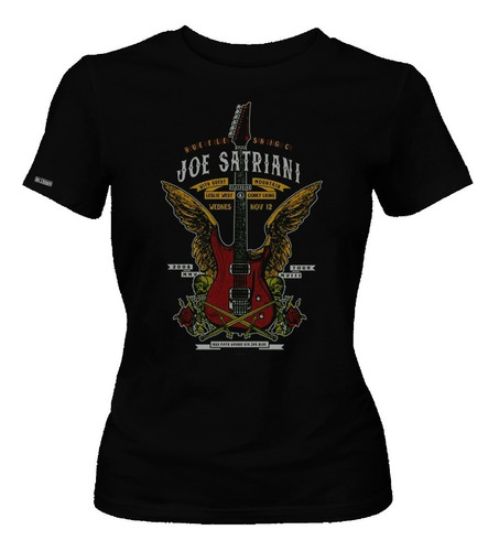 Camiseta Guitarra Con Alas Joe Satriani Rock Dama Mujer Dbo