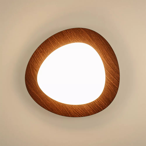 Plafon De Sobrepor Led 3000k 30cm Madeira E Acrilico