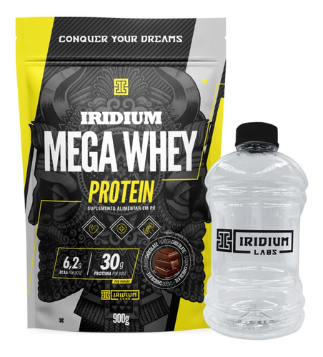 Whey Protein Mega 900g + Galão 950ml - Iridium Labs Sabor Chocolate