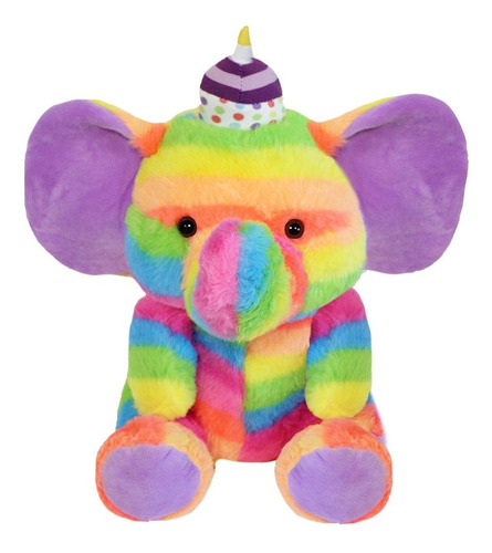 Peluche De Cumpleaños Happy Birthday Colors Suave Pelucheria Color Azul / Elefante
