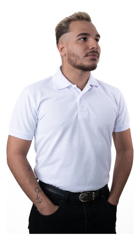 Camisa Tipo Polo Blanco Optico Alta Durabilidad 