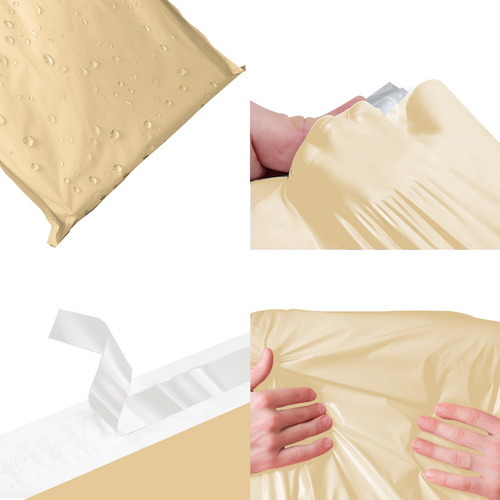 100 Bolsas Sobres De Plástico Para Paquetería Color Beige