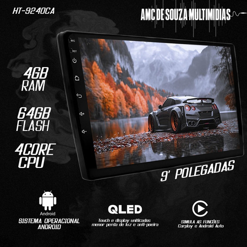 Multimidia Logan 15/19 9p Android 14 Carplay 4gb 64gb