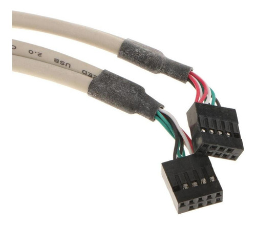 Cabezal De Placa Base Dual 10pin A 4 Puerto Usb2.0 Cable De