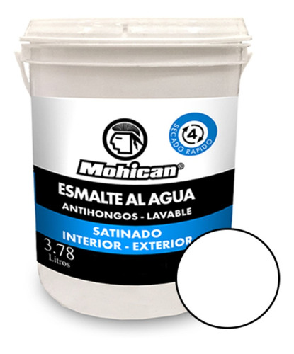 Esmalte Al Agua Antihongos Satinado 1 Galon Blanco Mohican