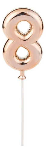 Topo De Bolo Rose Gold - 01 Unidade - Silver - Número:8