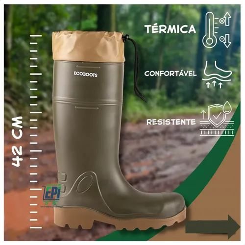 Epi Bota Ecoboots Bota De Proteção Epi Verde/preto Cano Longo