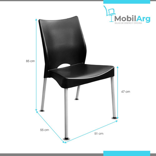 Imagen 3 de 6 de Silla Plástica Apilable Malba Hogar Jardin Quincho Pack X4 + Envio Gratis - Garantia Oficial