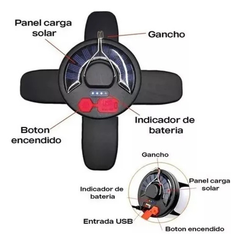 Portatil Recargable Emergencia Luces Led Lámpara Carga Solar