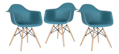 3 Cadeiras  Eames Wood Daw Com Braços Jantar Cores Estrutura Da Cadeira Turquesa