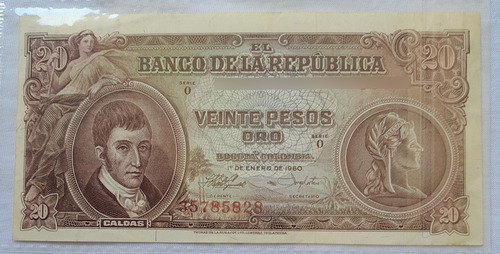 Billete De 20 Pesos Año 1960, Estado Vf (7). No 5828