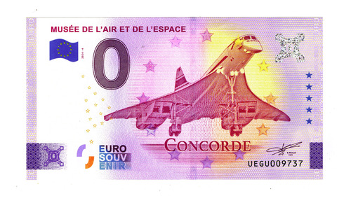 Billete 0 Cero Euro-souvenir Concorde, Francia 2019 50º Aniv