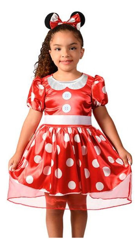 Fantasia Infantil Minnie Clássica Vestido Vermelho Novabrink