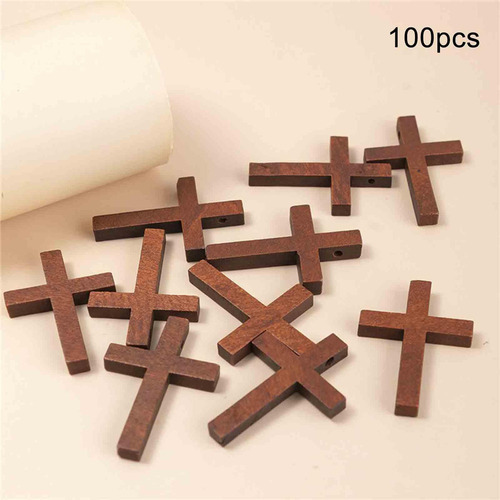 100x Amuletos De Cruz De Madera, Pequeños Amuletos De