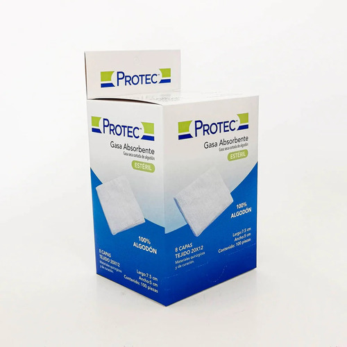 Gasa Estéril Absorbente Protec 7.5cm X 5cm - 100 Unidades