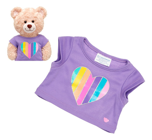 Polera Morada Con Corazones Arcoiris Build-a-bear